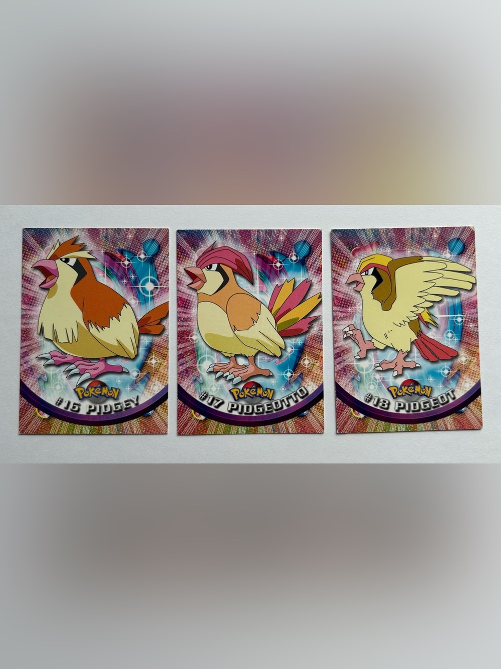 Pokémon Topps Pidgey, Pidgeotto and Pidgeot